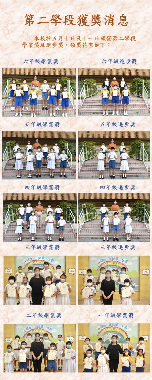 第二學段獲獎消息