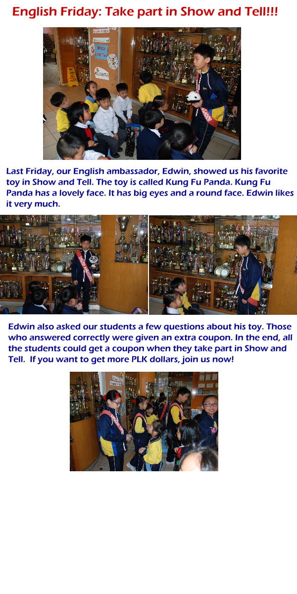 English Friday Take part in Show and Tell