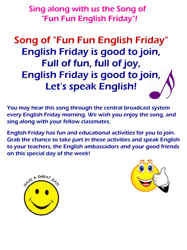 Sing along with us the Song of Fun Fun Eng Friday2